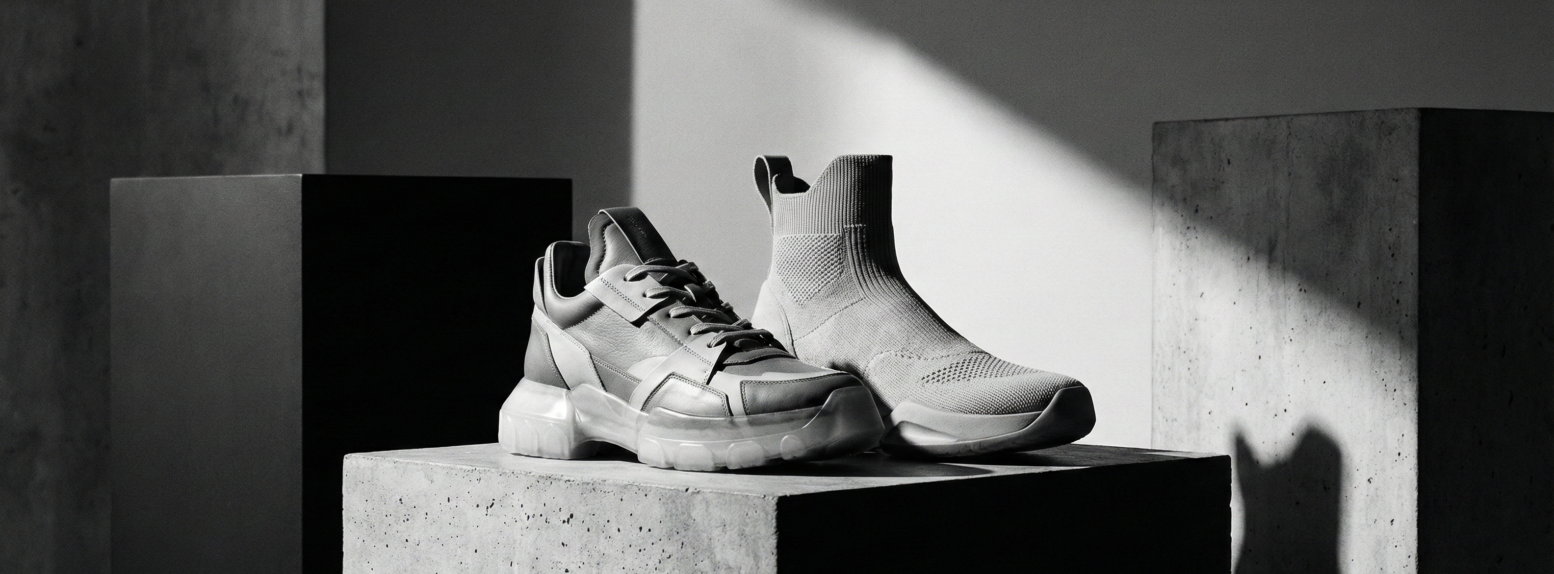 White sneakers with title text and globe icon.